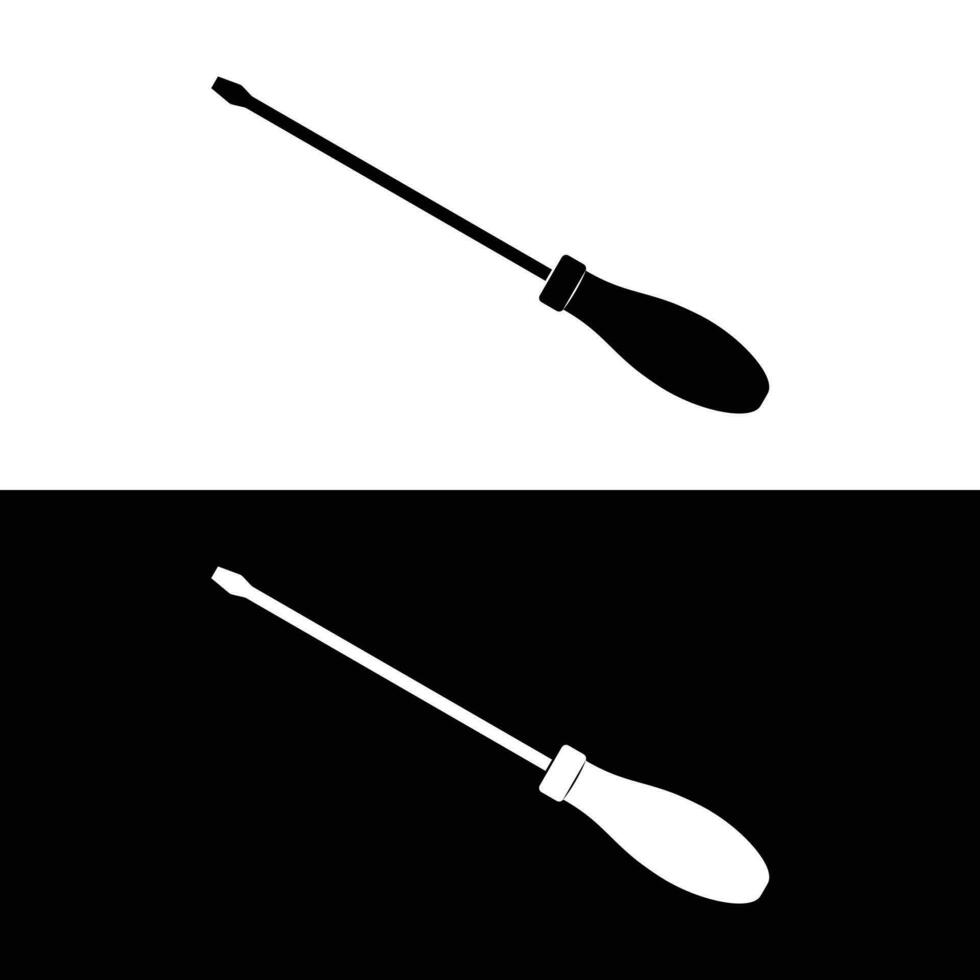 Flachkopf Schraubendreher Silhouette Vektor. Arbeit Werkzeug Symbol zum Netz, Schild, Etikett, mechanisch Geschäft, Garage, Reparatur Geschäft, Werkstatt. mechanisch Beruf Symbol. Arbeit Werkzeug zum das Mechaniker, Ingenieur vektor