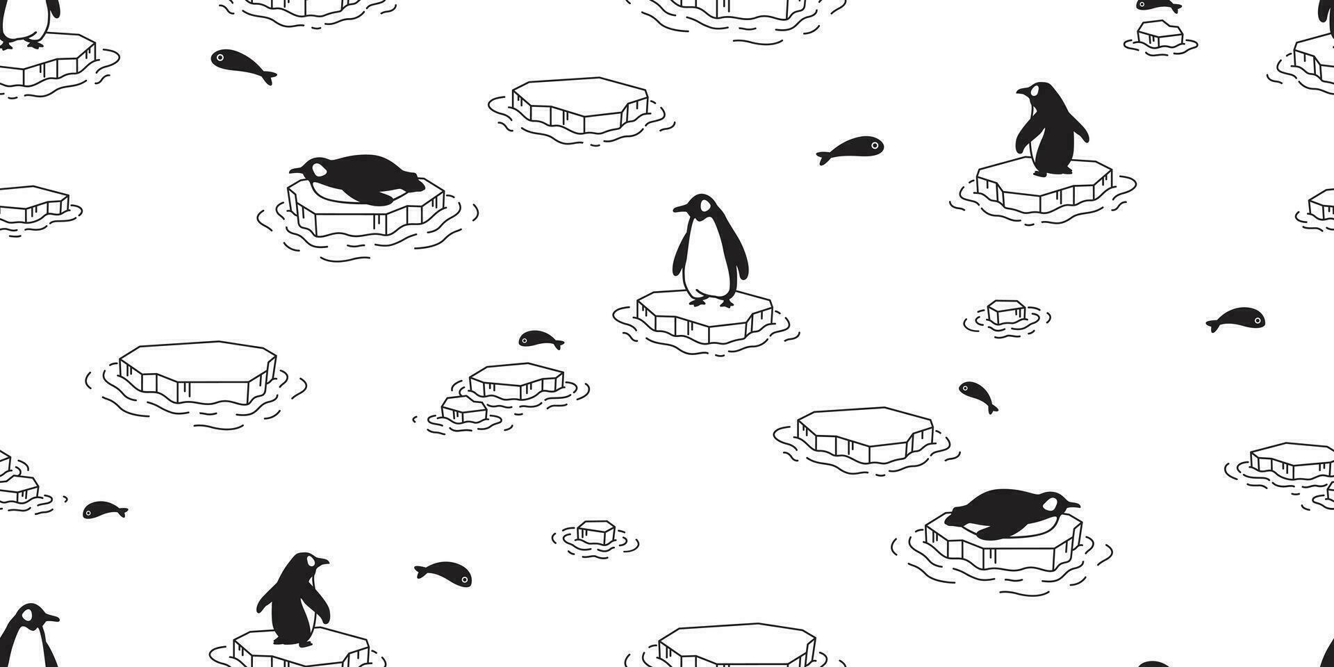 Pinguin nahtlos Muster Vogel Eisberg Vektor Karikatur Polar- Bär Schal isoliert Fliese Hintergrund wiederholen Hintergrund Gekritzel Illustration Design