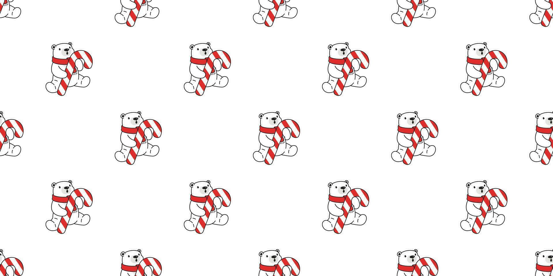 Björn sömlös mönster jul polär vektor santa claus hatt godis sockerrör scarf isolerat upprepa tapet teddy tecknad serie bricka bakgrund illustration klotter vit design