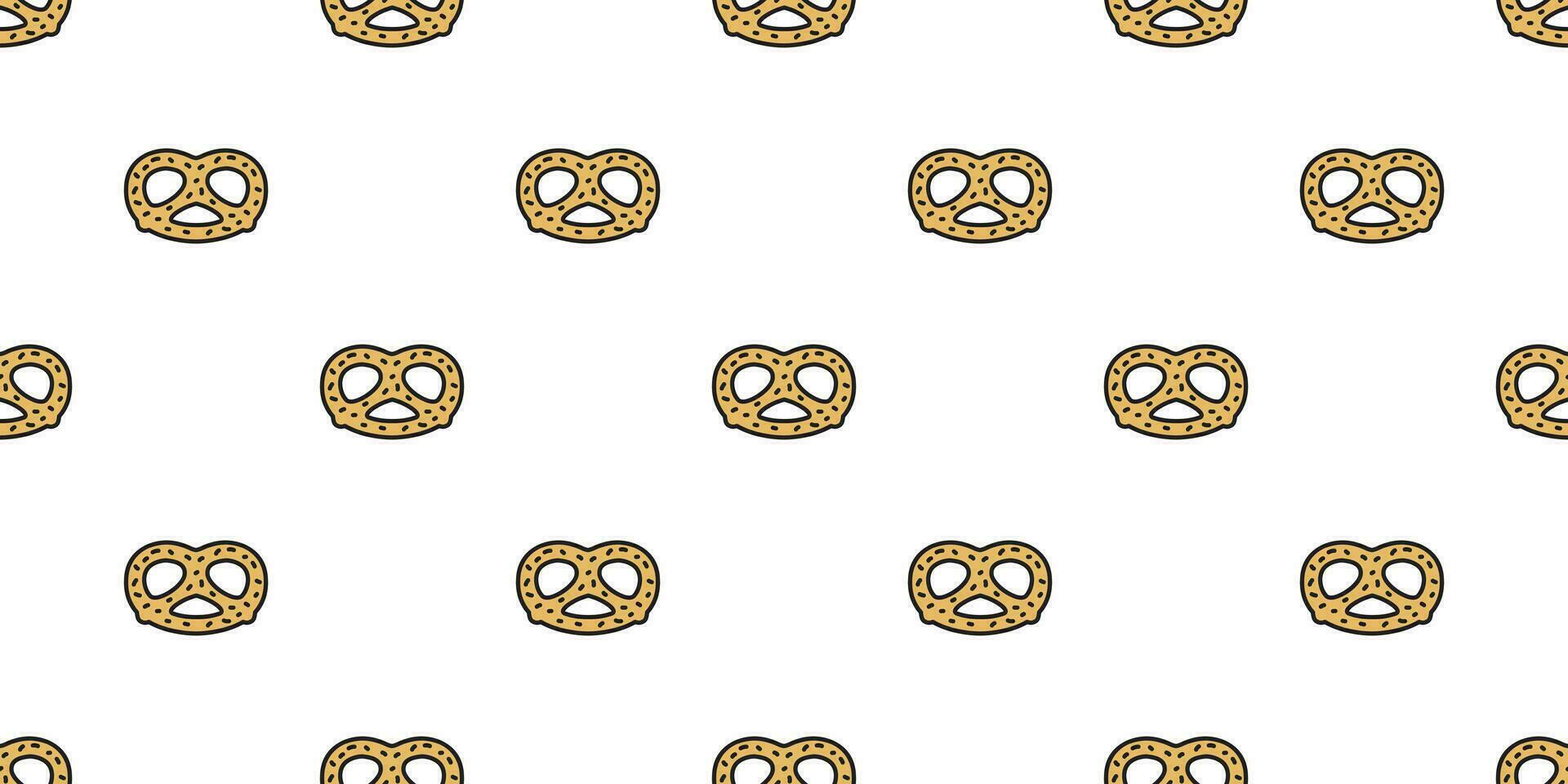 Brezel nahtlos Muster Plätzchen Vektor Snack Brot Schal isoliert Hintergrund Fliese Hintergrund Karikatur Illustration Gekritzel Design