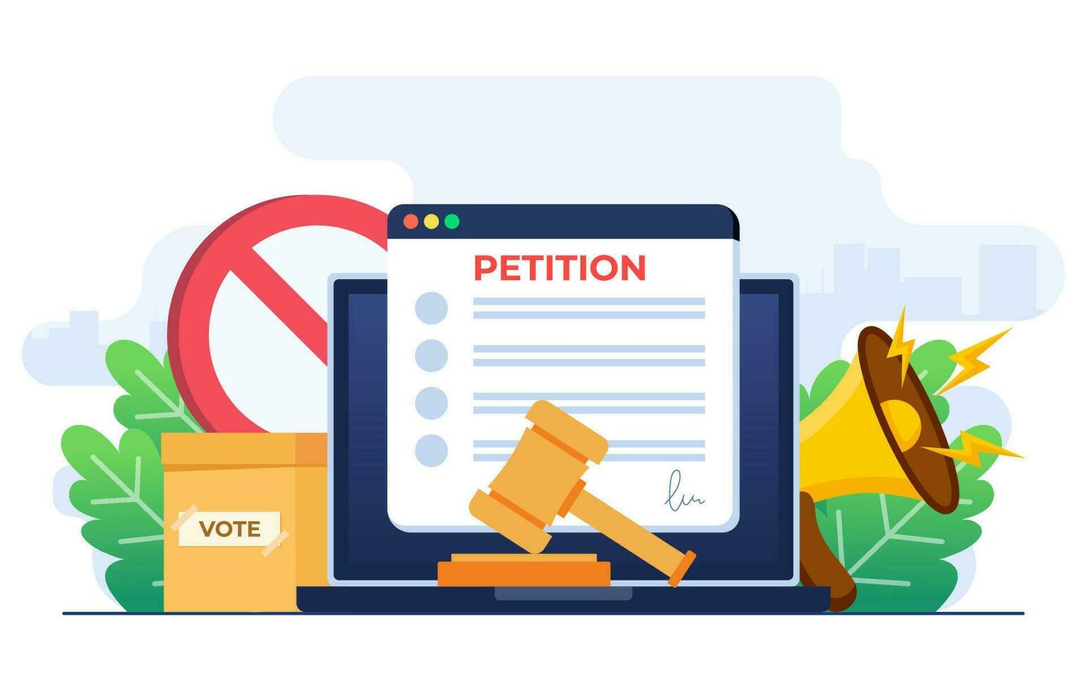 online Petition Konzept eben Illustration Vektor Vorlage, Petition form, Herstellung Auswahl, Abstimmung Papier, Demokratie, Öffentlichkeit Beschwerde dokumentieren, Beschwerde