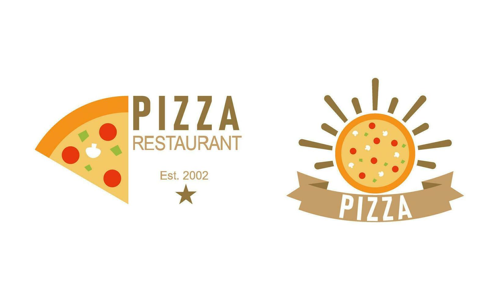 pizza logotyp, ikoner och design element för pizzeria vektor