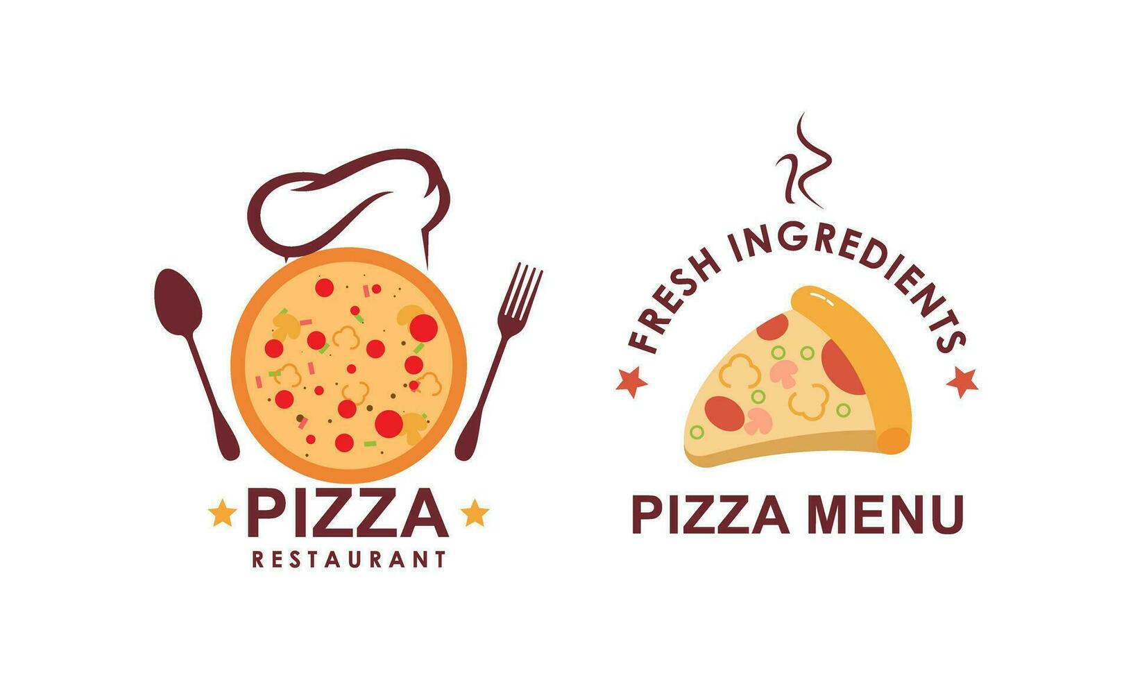 Pizza Logo, Symbole und Design Elemente zum Pizzeria vektor