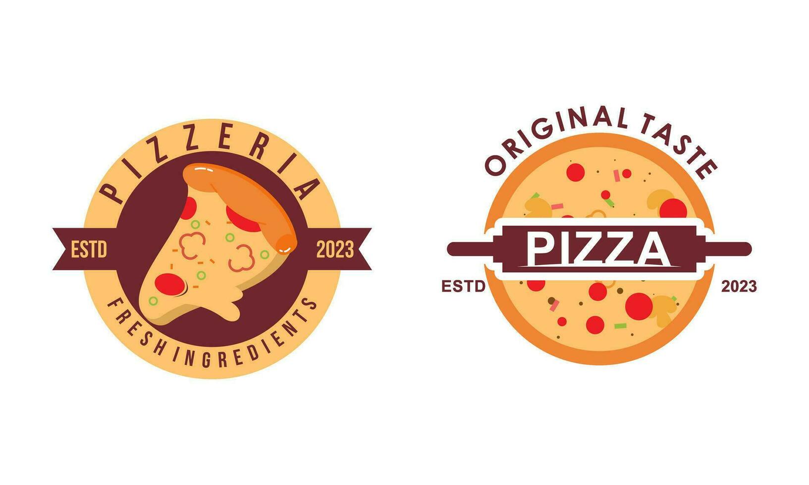 Pizza Logo, Symbole und Design Elemente zum Pizzeria vektor