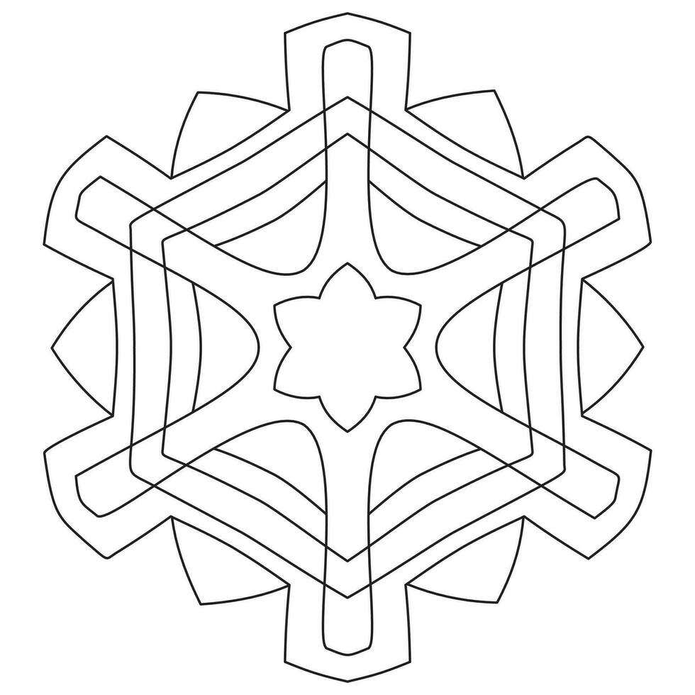 abstrakt mandala snöflinga linje konst design för färg sida vektor