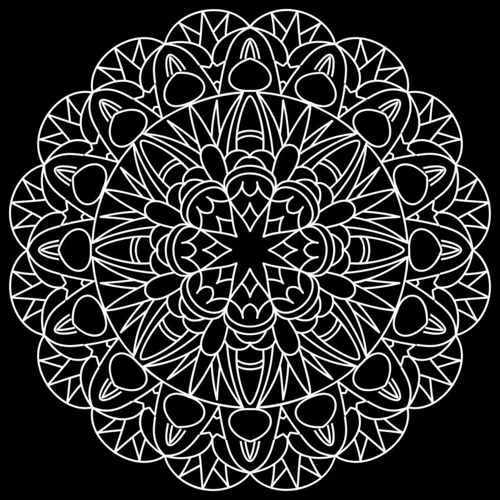 Mandala Linie Kunst Designs auf schwarz Hintergrund. Färbung Seite zum Kinder und Erwachsene. vektor