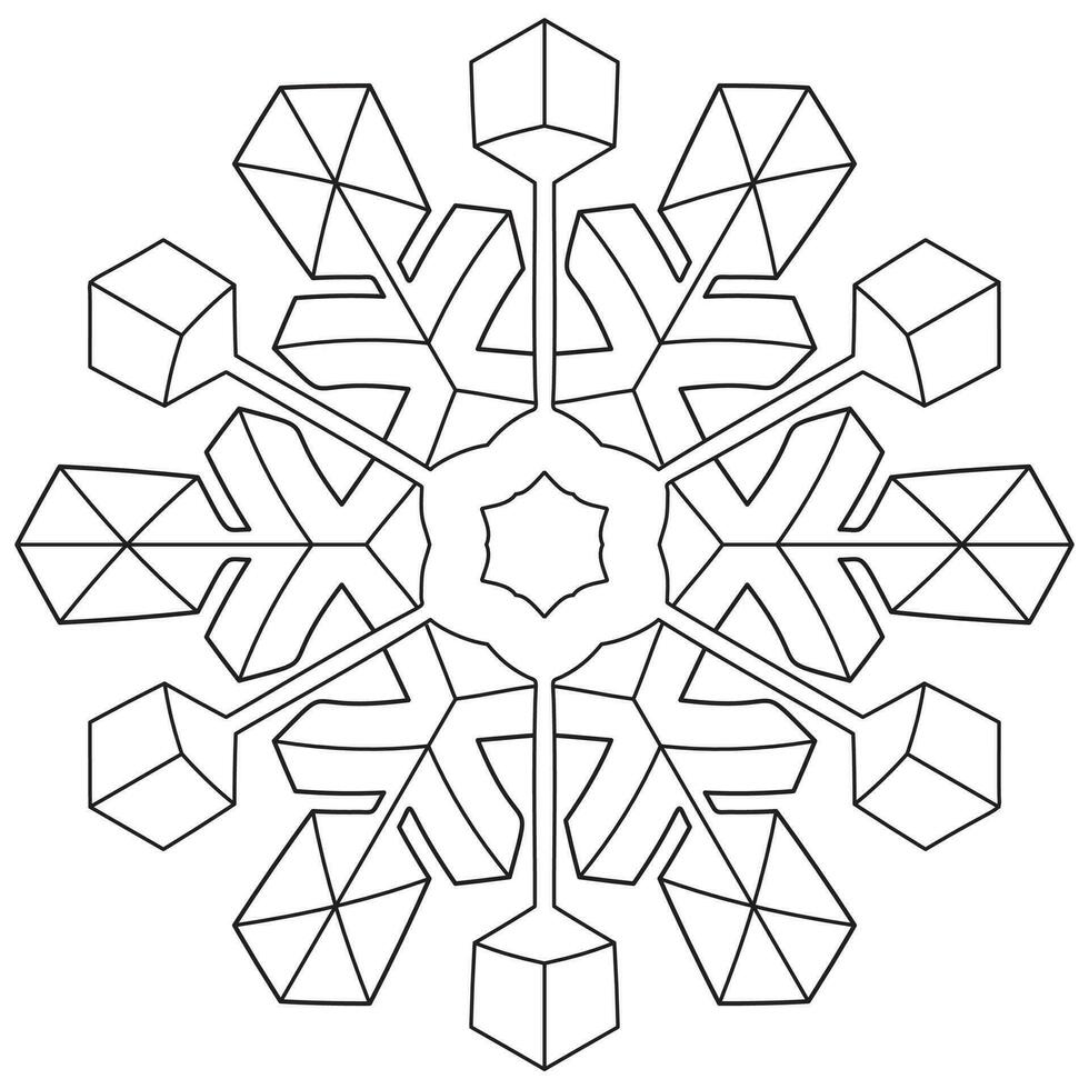 abstrakt mandala snöflinga linje konst design för färg sida vektor