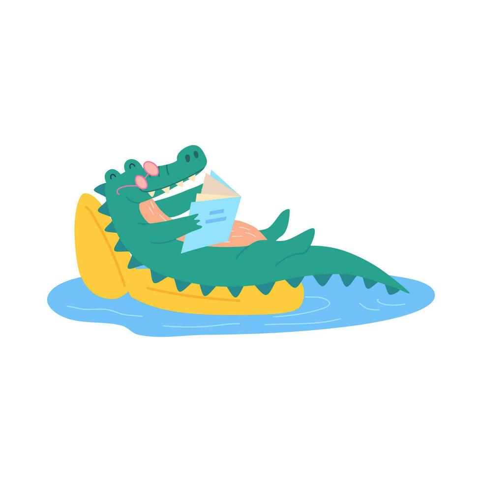 tecknad serie Färg karaktär maskot söt krokodil. vektor