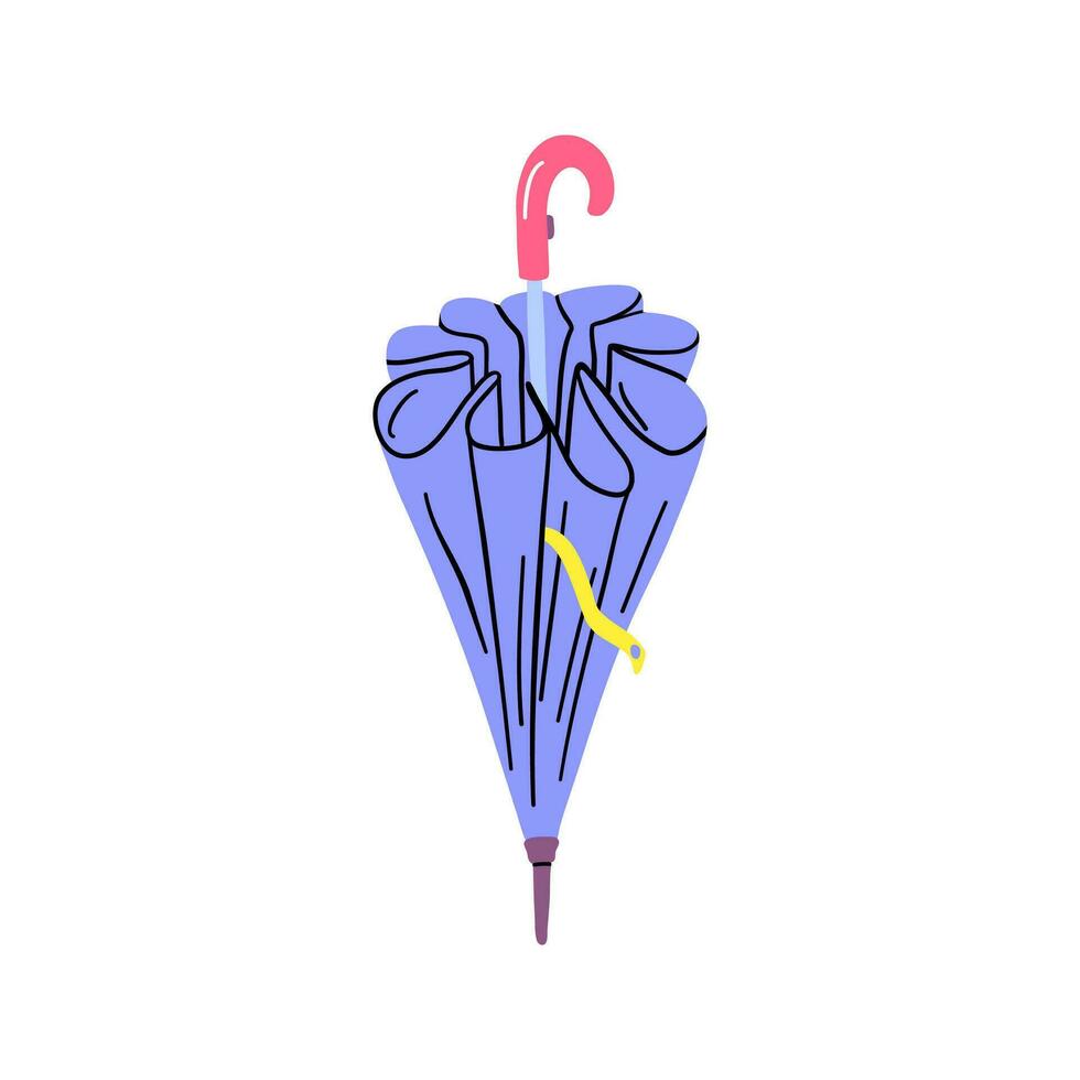Karikatur Farbe Gehen Stock Regenschirm Symbol geschlossen Sicht. Vektor