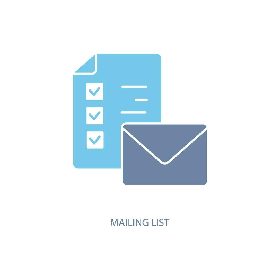 Mailing aufführen Konzept Linie Symbol. einfach Element Illustration. Mailing aufführen Konzept Gliederung Symbol Design. vektor
