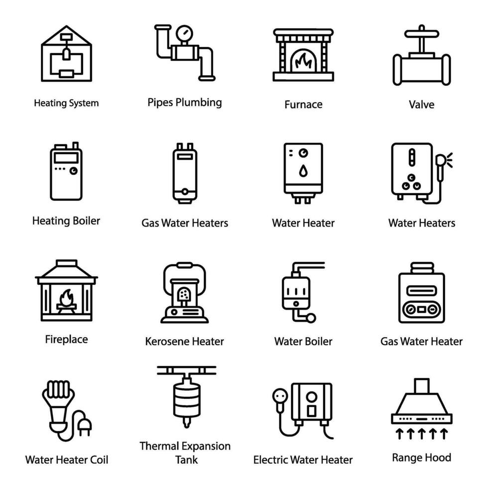 Heizung System Linie Vektor Symbole