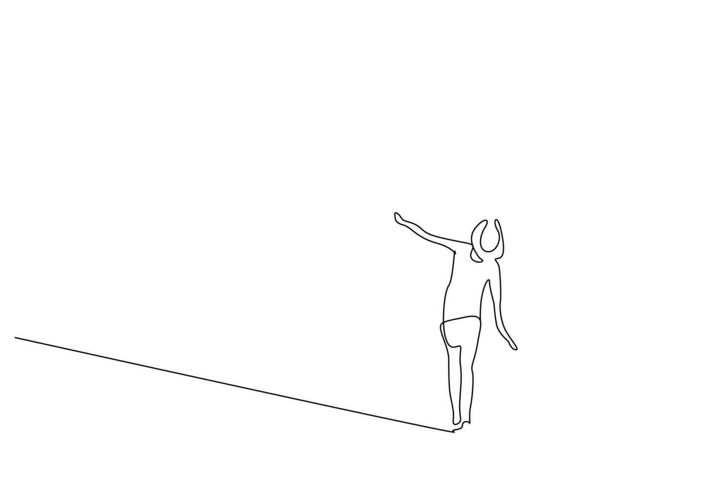kvinna löpning rep promenad riskabel linje konst design vektor