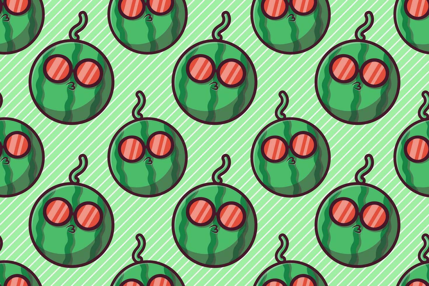 süß Wassermelone Charakter nahtlos Muster Vektor Illustration