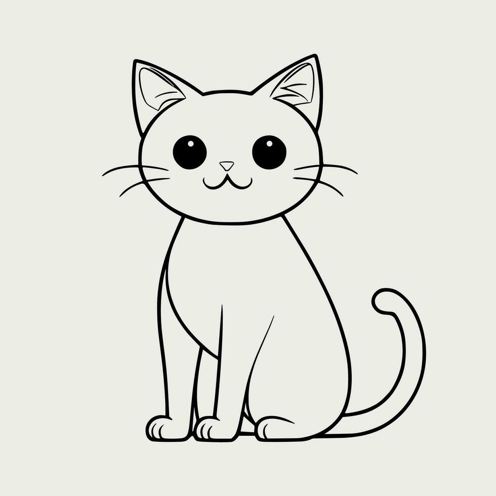söt katt vektor svart och vit tecknad serie karaktär design samling. vit bakgrund. sällskapsdjur, djur.