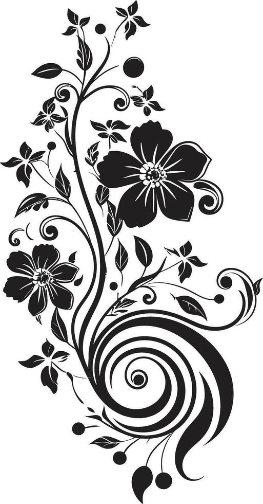 hantverkare kronblad frodas vektor logotyp bläckig blomma skiss hand dragen svart ikon