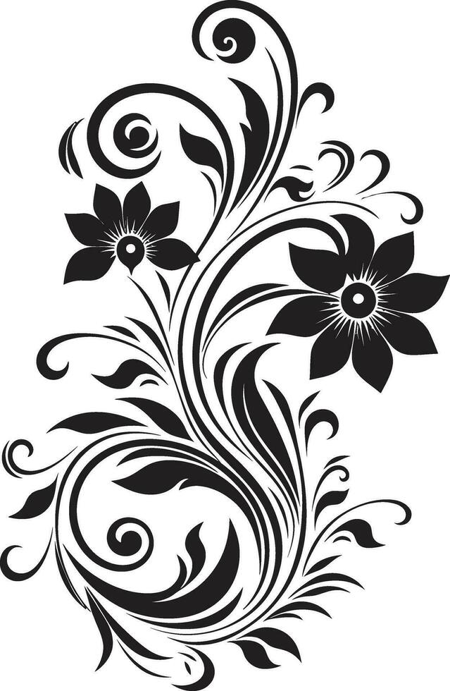 exquisit handgemacht blühen Vektor Logo Design fließend botanisch Silhouette schwarz Logo Symbol