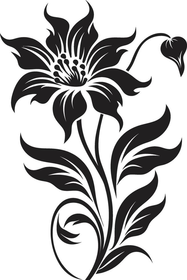 elegant Vektor blühen minimalistisch schwarz Symbol Design anmutig Blütenblatt skizzieren glatt künstlerisch Emblem