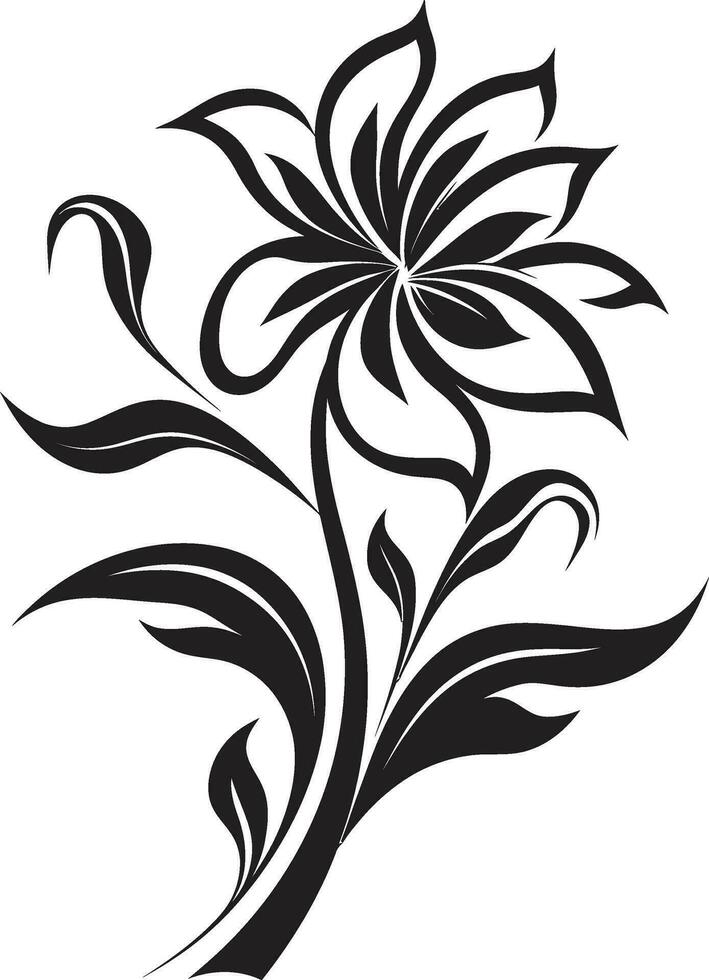 rena kronblad skiss minimal hand dragen emblem elegant blommig väsen enda svart vektor ikon