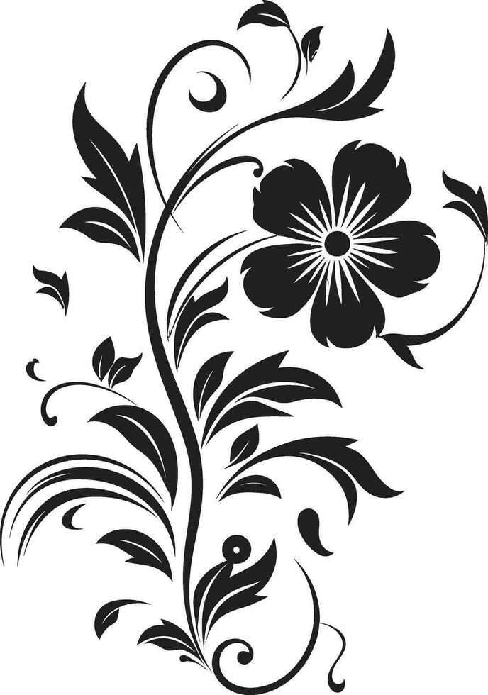 elegant Blumen- noir Hand gezeichnet Symbol Design inky botanisch Eleganz schwarz Vektor