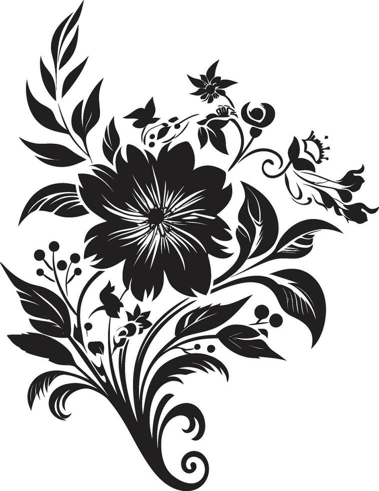 dynamisch handgemacht Laub ikonisch Logo Symbol ausdrucksvoll Blumen- Schlaganfälle Hand gezeichnet Vektor Symbol