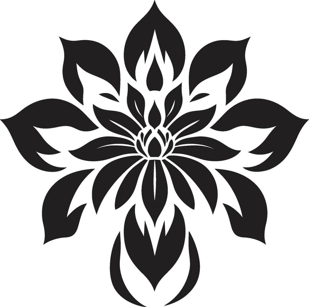 elegant Single Blume Hand gezeichnet schwarz Emblem minimalistisch Blumen- skizzieren künstlerisch Logo Element vektor