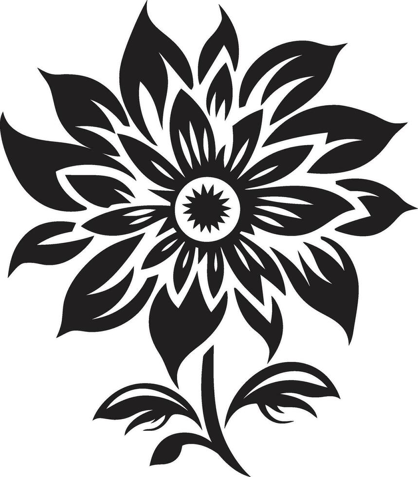 anmutig Vektor blühen einfach schwarz Logo glatt Blütenblatt Abstraktion handgemacht Vektor Emblem