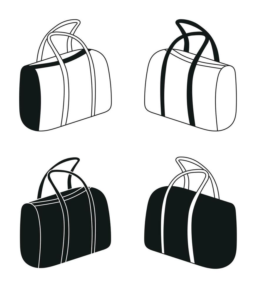 silhuett av en kvinna väska, handväska, handväska, koppling, bagage, bagage vektor