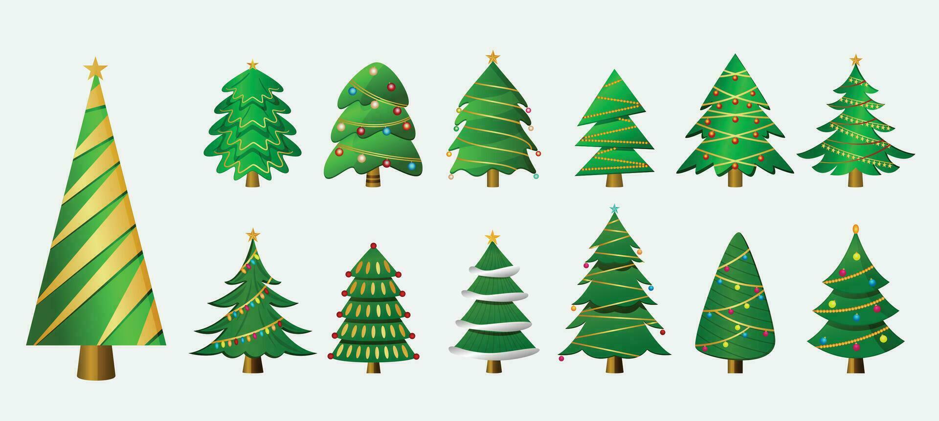 samling av dekorativ xmas träd element för jul design vektor