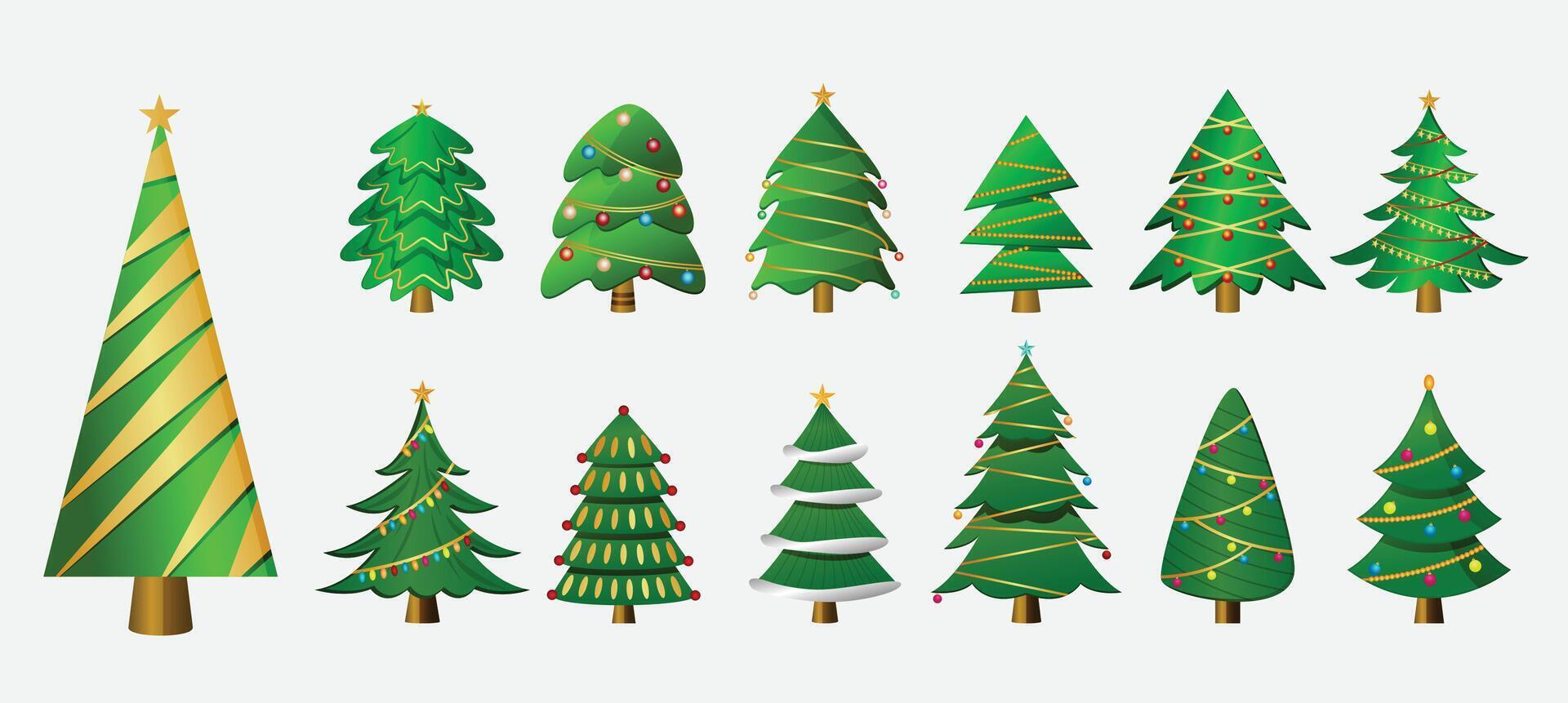 Sammlung von dekorativ Weihnachten Baum Elemente zum Weihnachten Design vektor