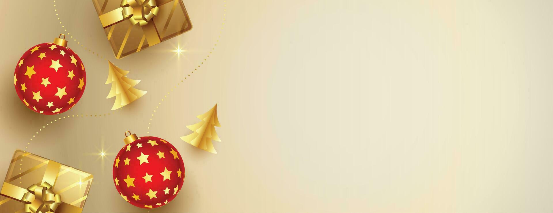 fröhlich Weihnachten Feier Banner mit realistisch Weihnachten Elemente vektor