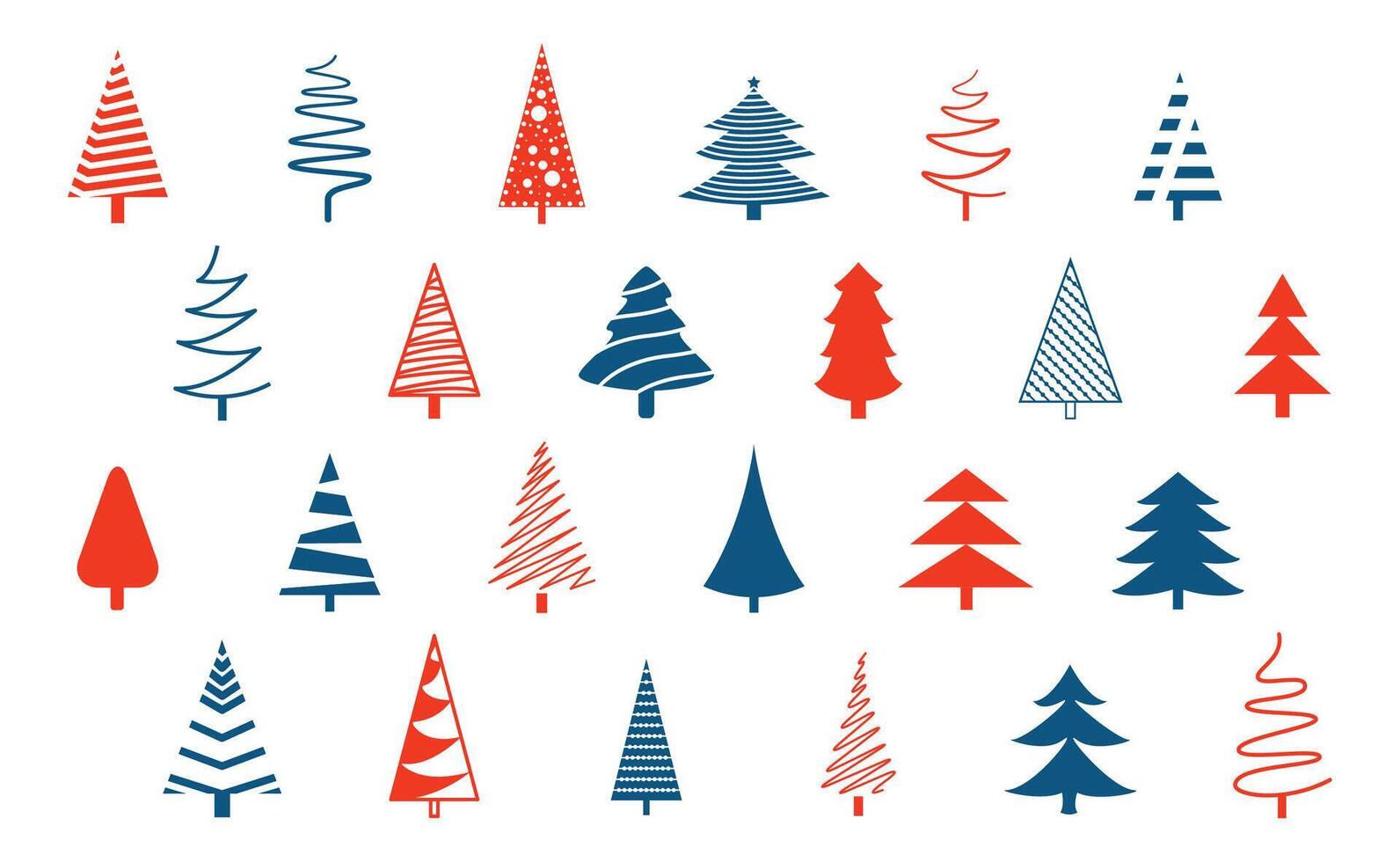 Pack von Weihnachten Baum Symbole im Gekritzel Stil vektor