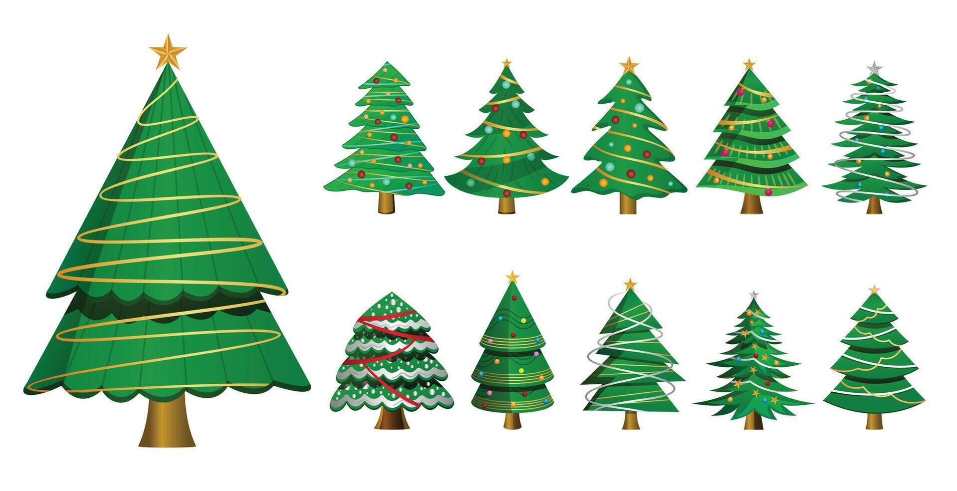 Sammlung von dekorativ Weihnachten Baum Design vektor