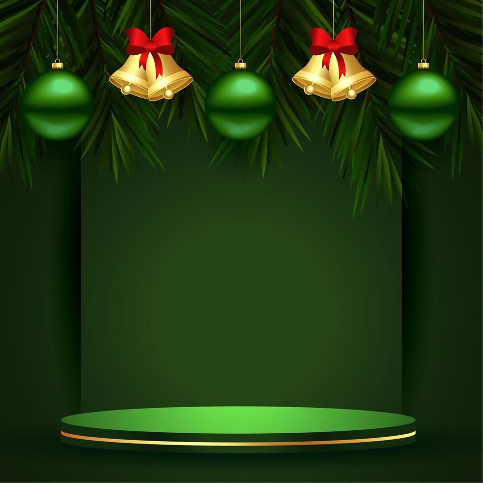 glücklich Weihnachten und Neu Jahr Hintergrund mit 3d Podium und Flitter Design vektor