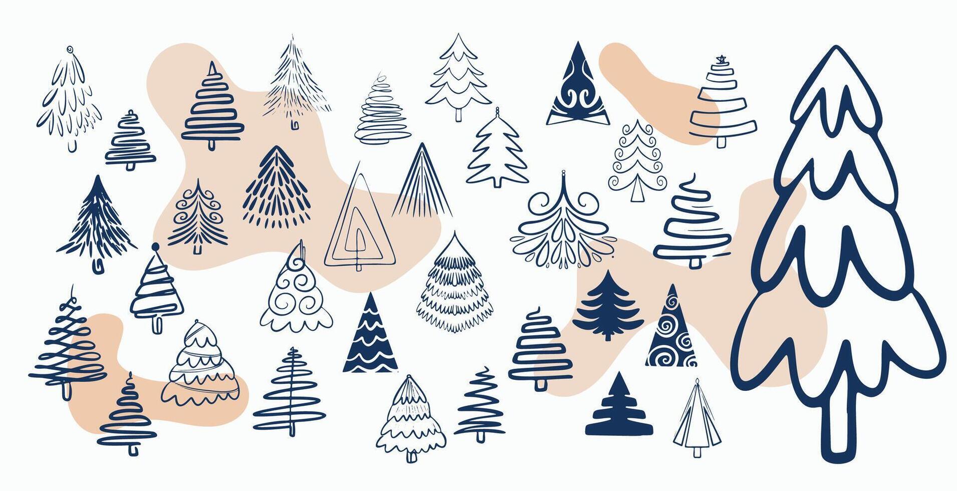 klotter stil jul träd symboler design i samling vektor