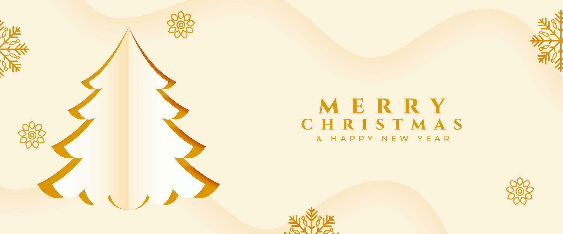 Papier Stil fröhlich Weihnachten festlich Veranstaltung Banner mit Weihnachten Baum vektor