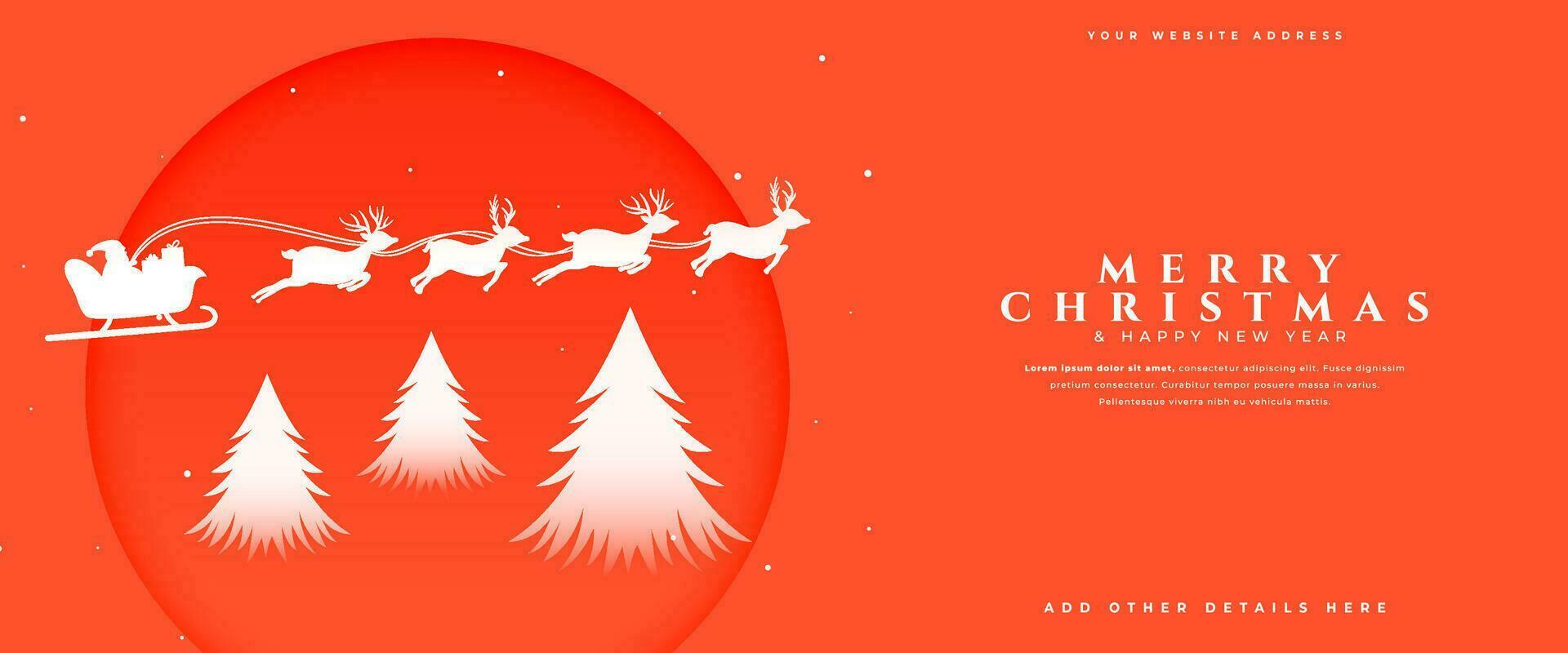 fröhlich Weihnachten Vorabend wünscht sich Banner mit fliegend Santa Schlitten Design vektor