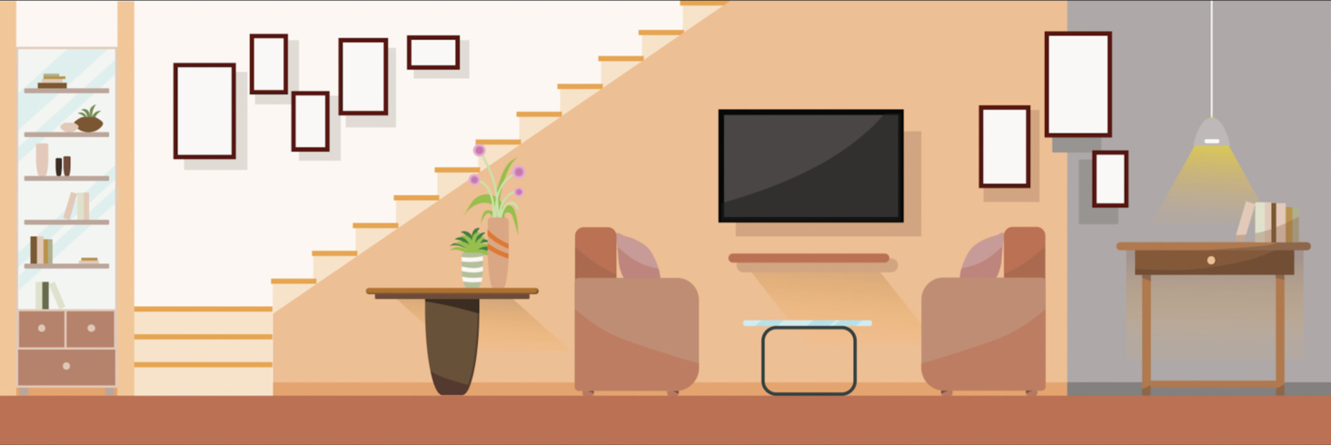 Interior Modernes Wohnzimmer mit Möbeln. Flaches Design-Vektor-Illustration vektor