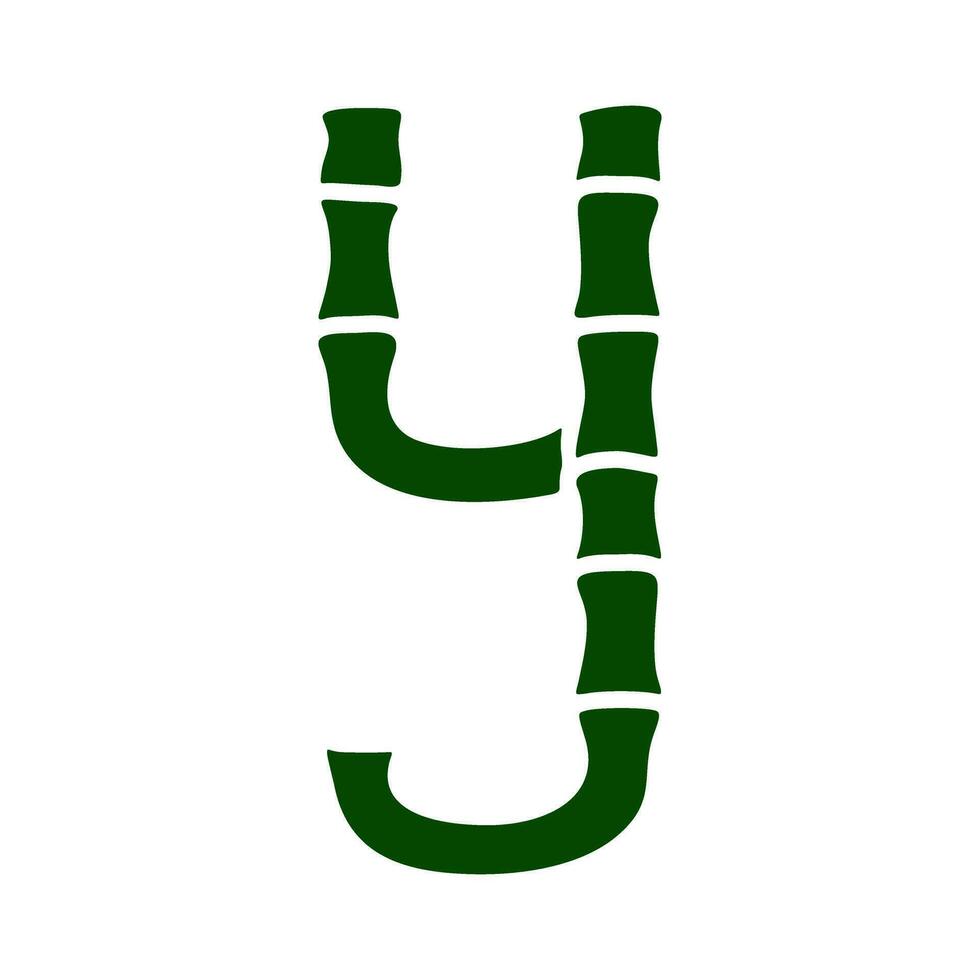 en grön bambu brev s på en vit bakgrund vektor