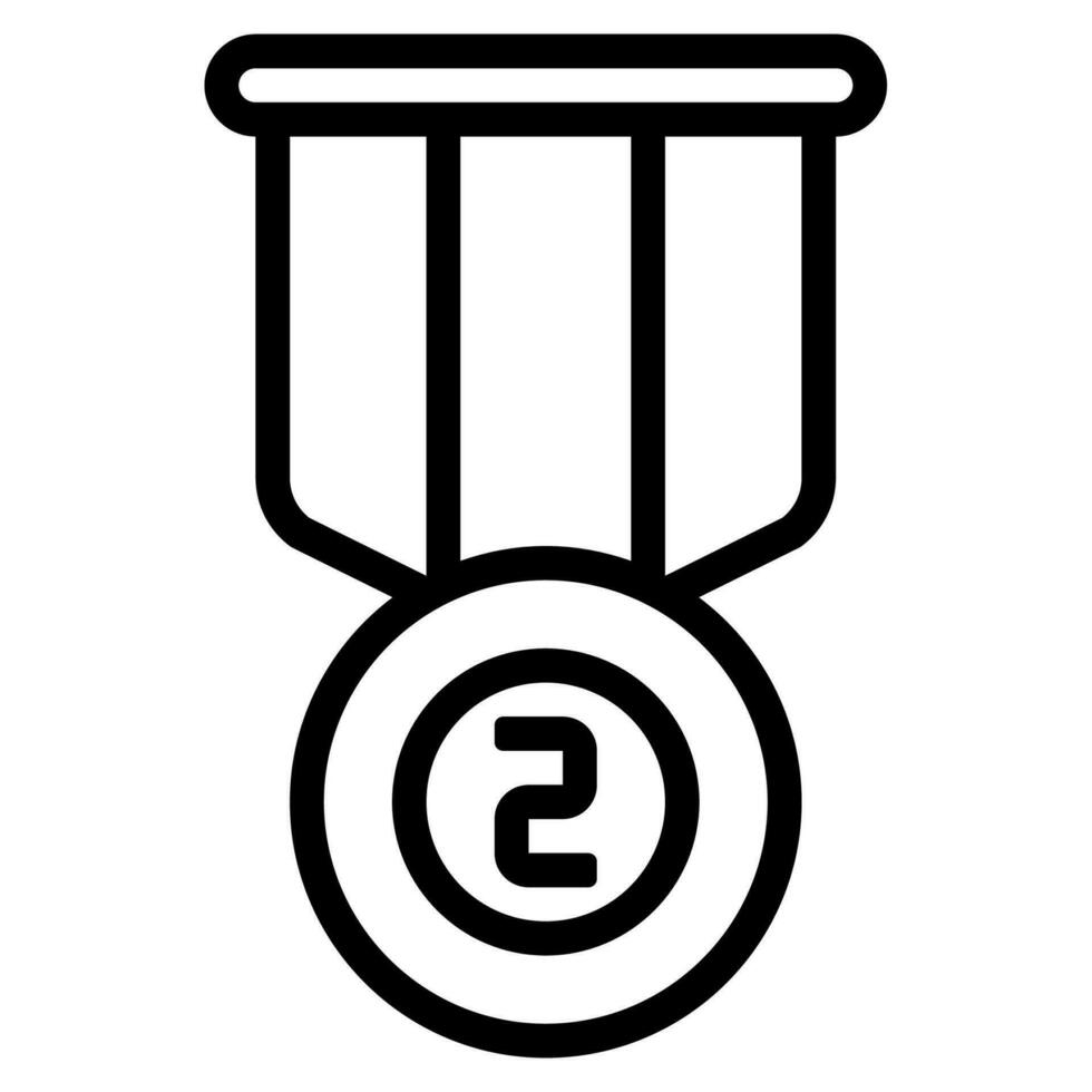 Silber Medaillen vergeben Symbol oder Logo Illustration Gliederung schwarz Stil vektor