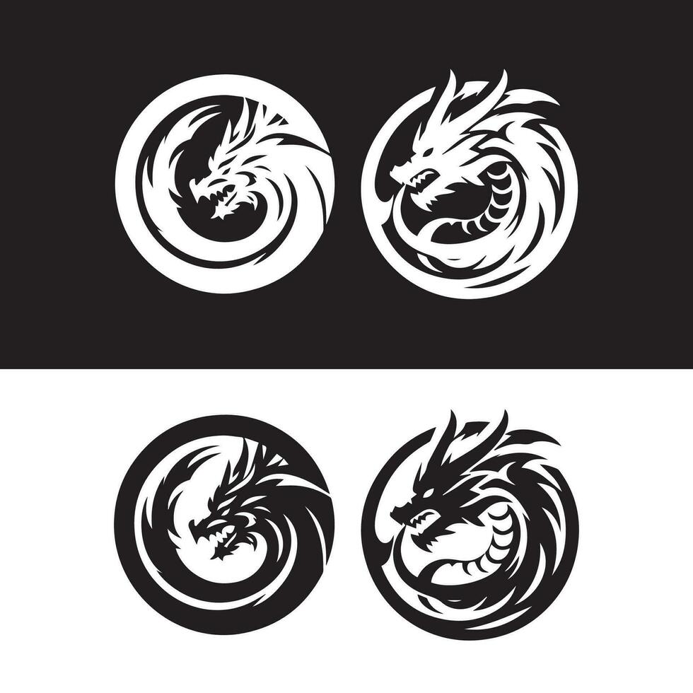 Drachen Logo Symbole. uralt mythisch Schlange Symbol. mythologisch Tier unterzeichnen. Vektor Illustration.