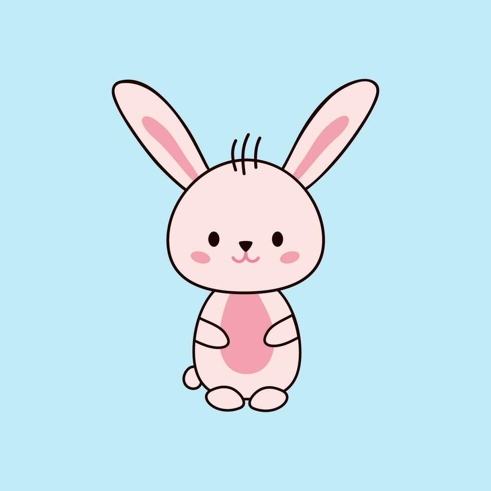 rosa kanin söt skriva ut. ljuv bebis dusch kort. hare mode barn vektor. Häftigt och härlig kanin illustration för barnkammare t-shirt, barn kläder, inbjudan, enkel scandinavian barn design, vektor