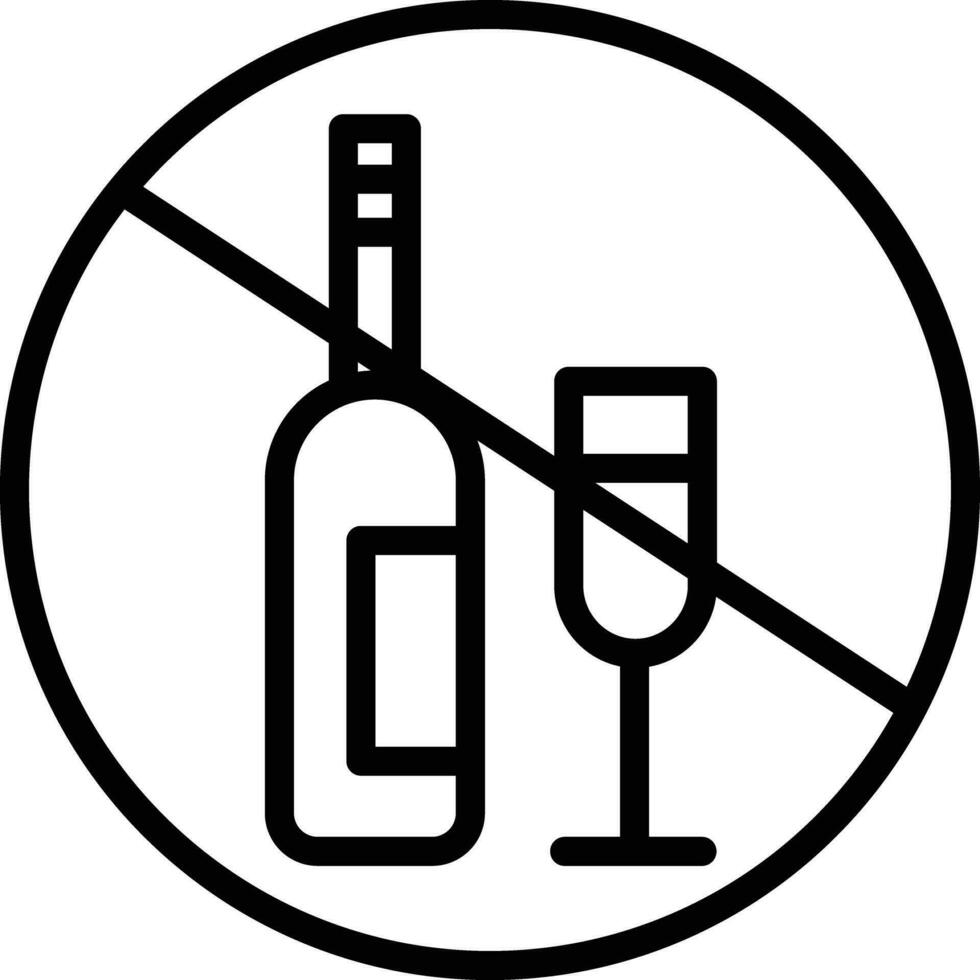 Nein Alkohol Gliederung Vektor Illustration Symbol