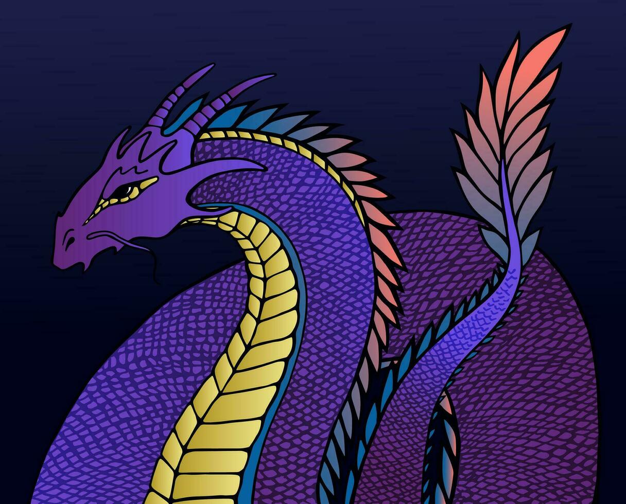 Zeichnung Grafik Drachen. sehr schön und bunt handgemalt Illustration auf Weiß Hintergrund. vektor