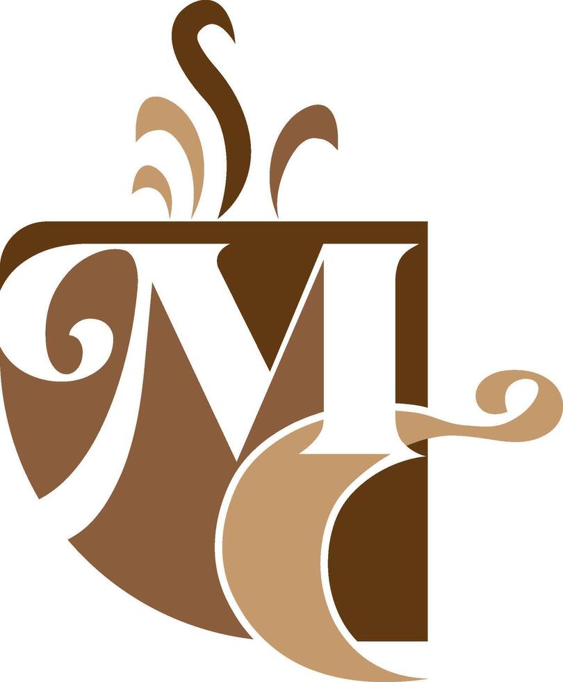 mc brev kaffe affär logotyp design företag begrepp vektor