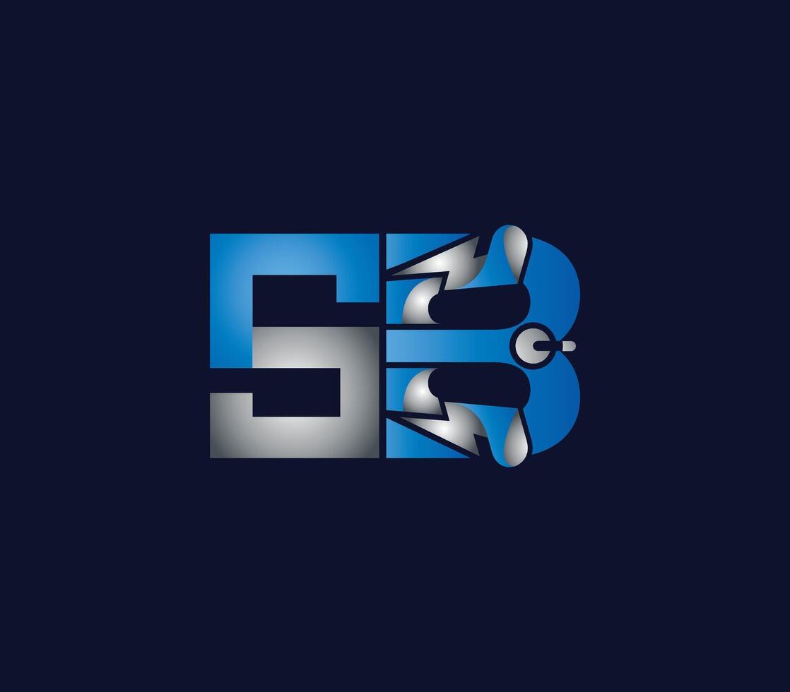 elektrisk sb brev kreativ företag logotyp design blå Färg begrepp vektor