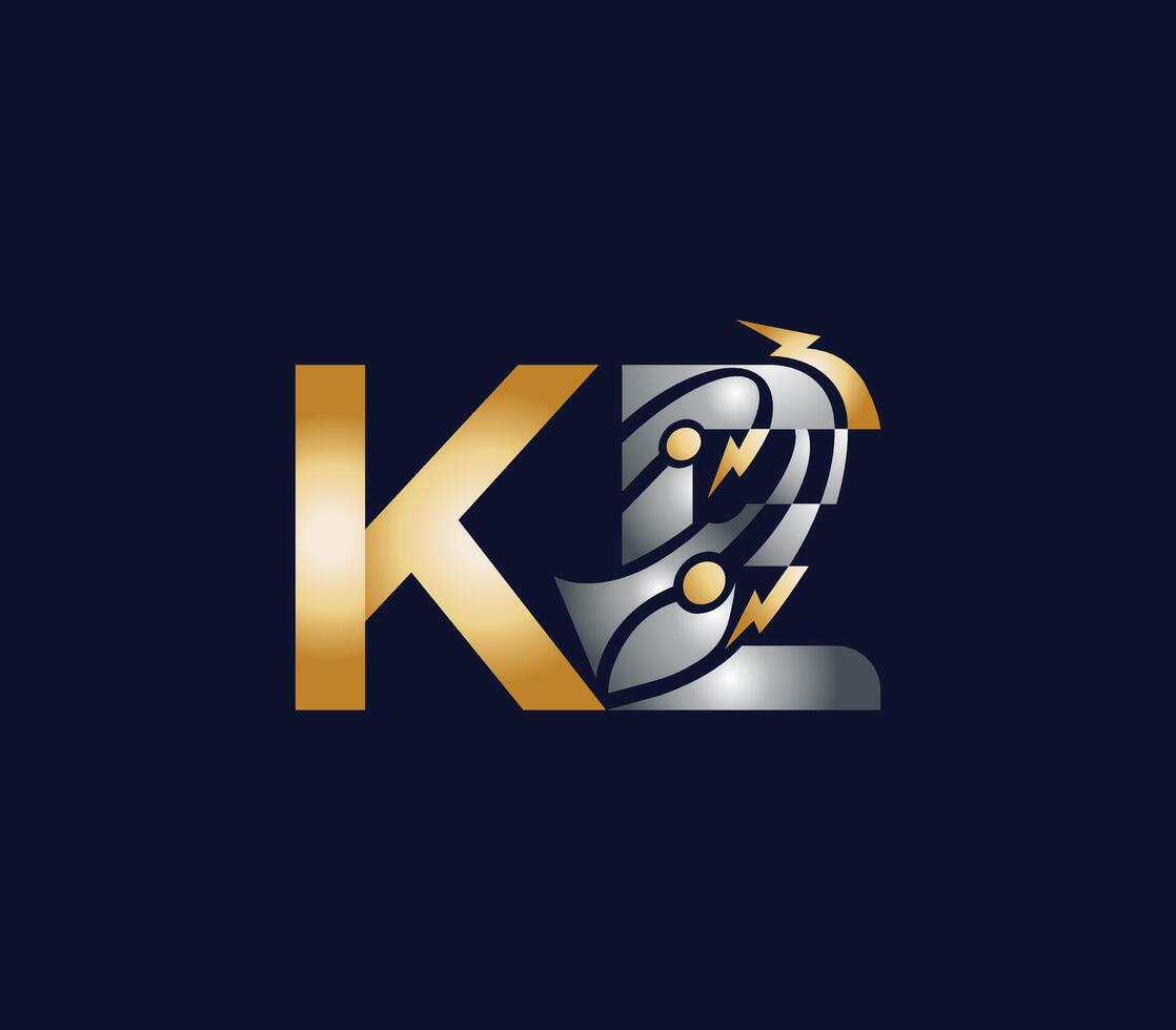 kreativ Logo Technologie elektrisch Energie Leistung ke Brief Logo Design Gold oder Silber Farbe vektor