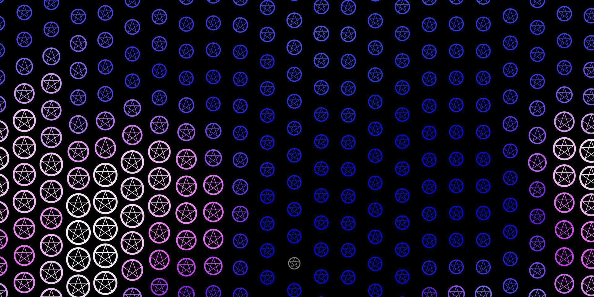 mörkrosa, blå vektormönster med magiska element. vektor