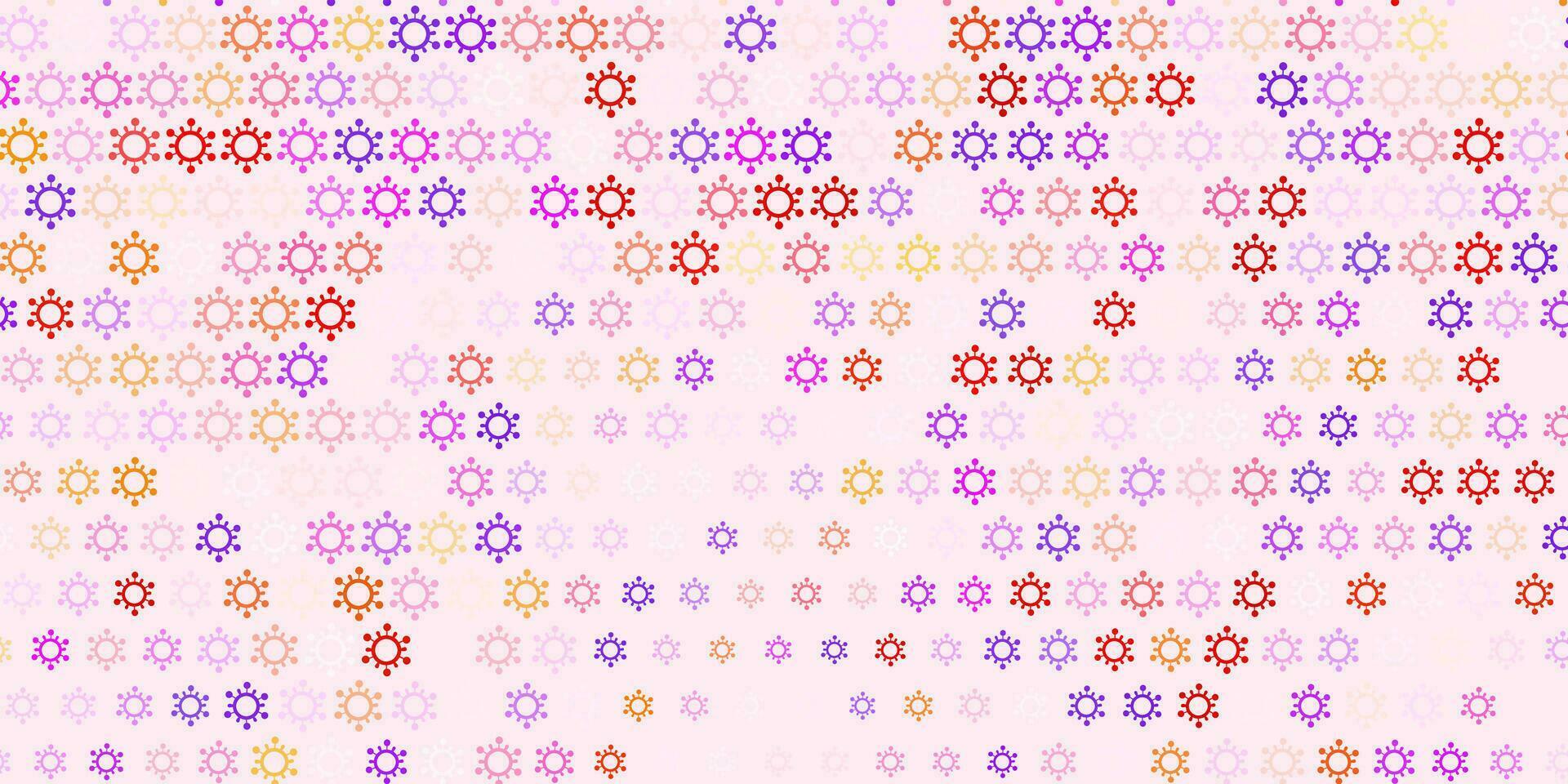 ljus lila, rosa vektor bakgrund med covid-19 symboler.