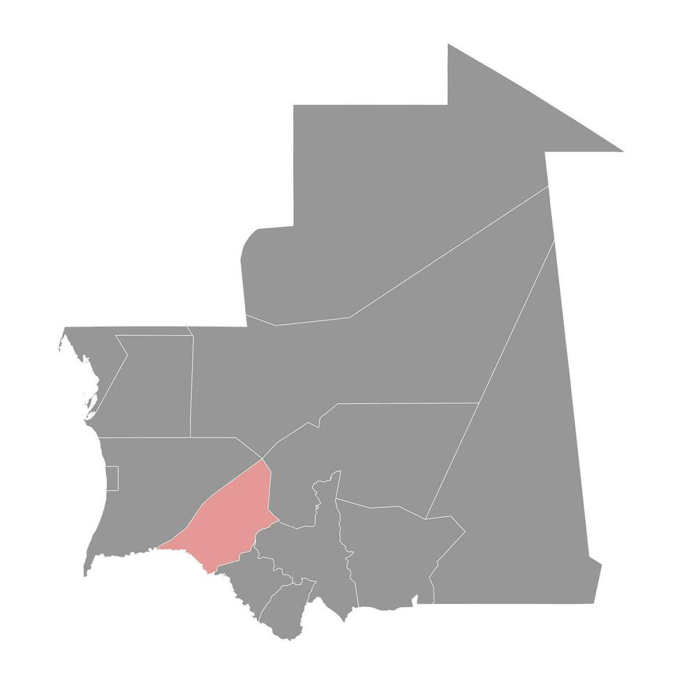brakna område Karta, administrativ division av mauretanien. vektor illustration.
