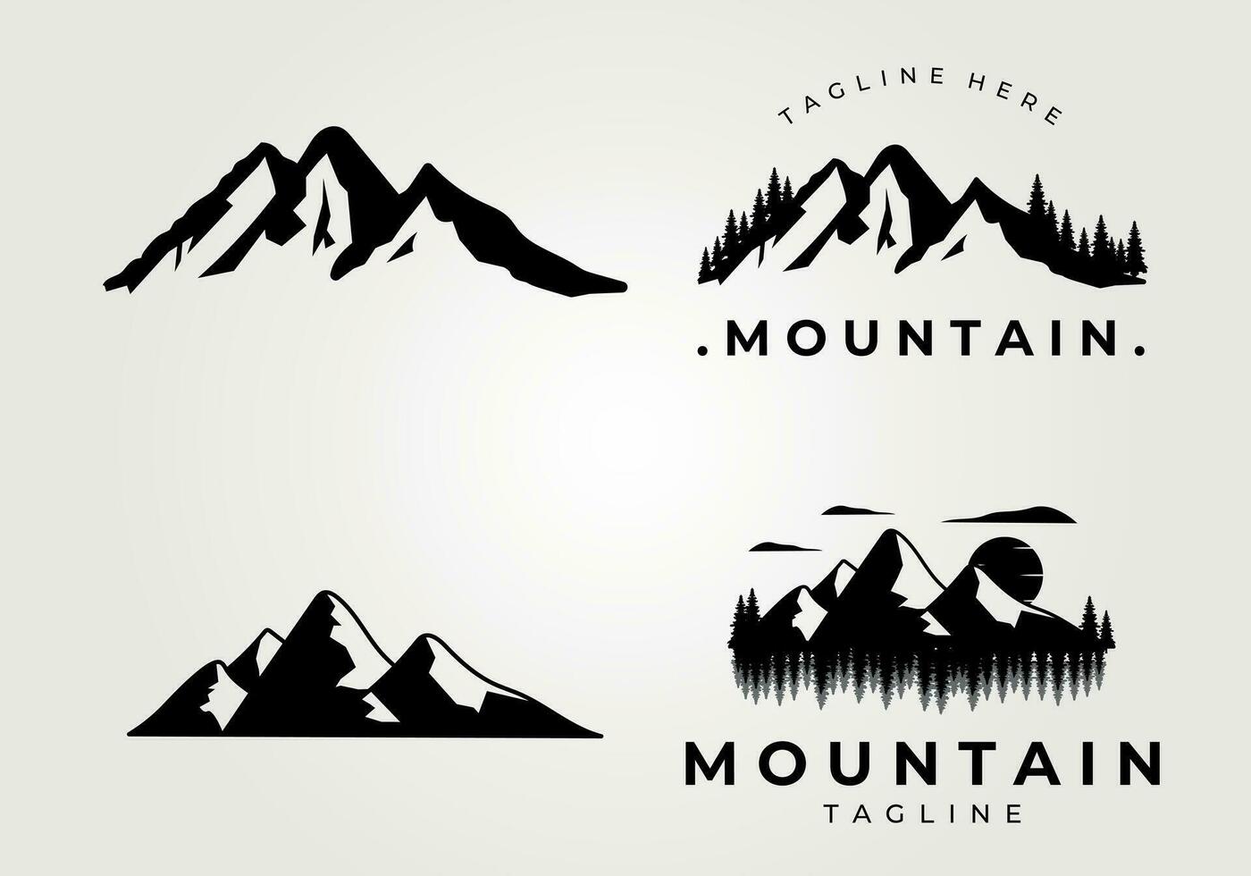 einstellen und Sammlung Berg Logo Jahrgang Vektor Illustration Design